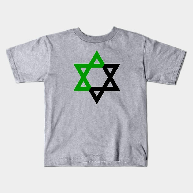 Green Anarchist Magen David Kids T-Shirt by dikleyt